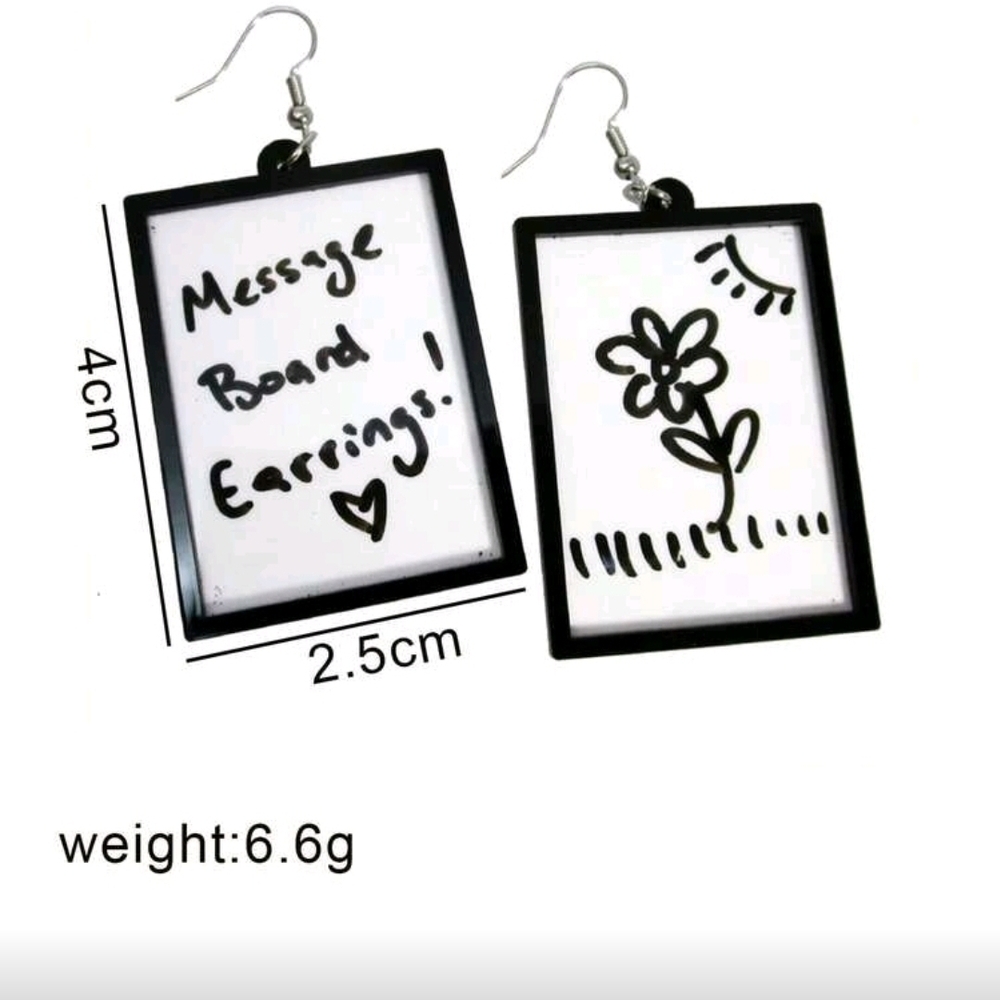 Black and White Message Board Earrings